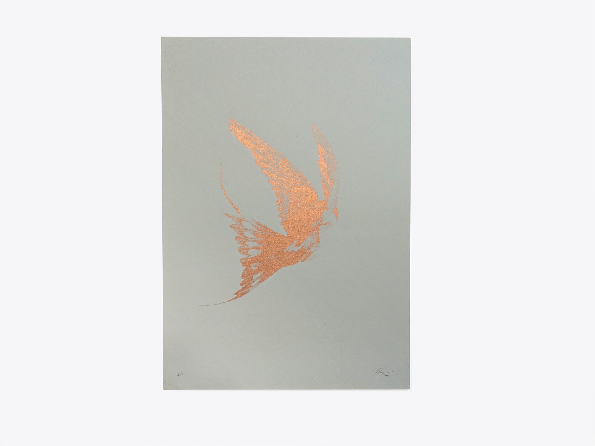'Bird 17' Copper Screen Print (Real Grey) | Artist Proof ( Screen Print ) screen prints and original art by London artist Von — www.shopvon.com