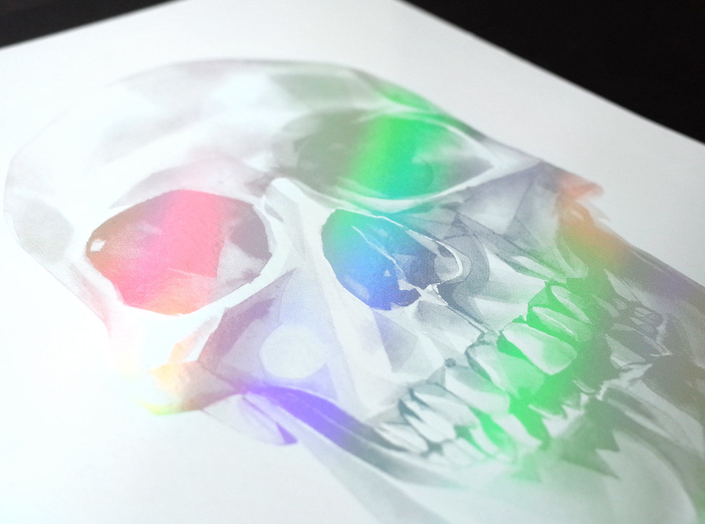 'Skull 03' Holographic Screen Print | Artist Proof ( Screen print ) screen prints and original art by London artist Von — www.shopvon.com
